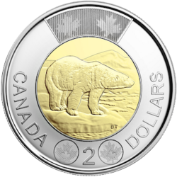 Revers du 2 dollars — ours polaire